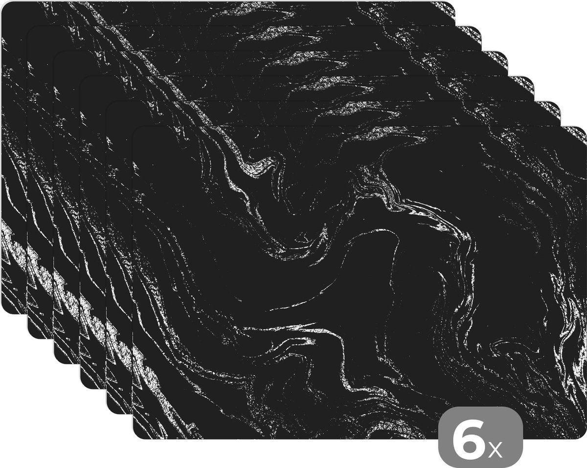 Placemats Zwart Wit Structuur Marmer Placemat Onderlegger