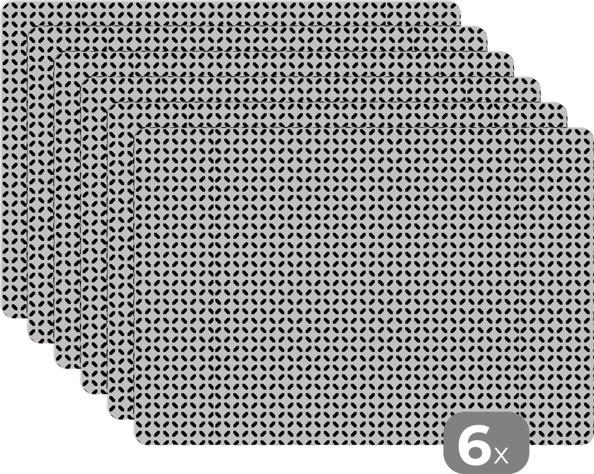 Onderleggers - Onderleggers placemat - Keuken - Design - Patronen - Abstract - Zwart - Wit - 45x30 cm - 6 stuks