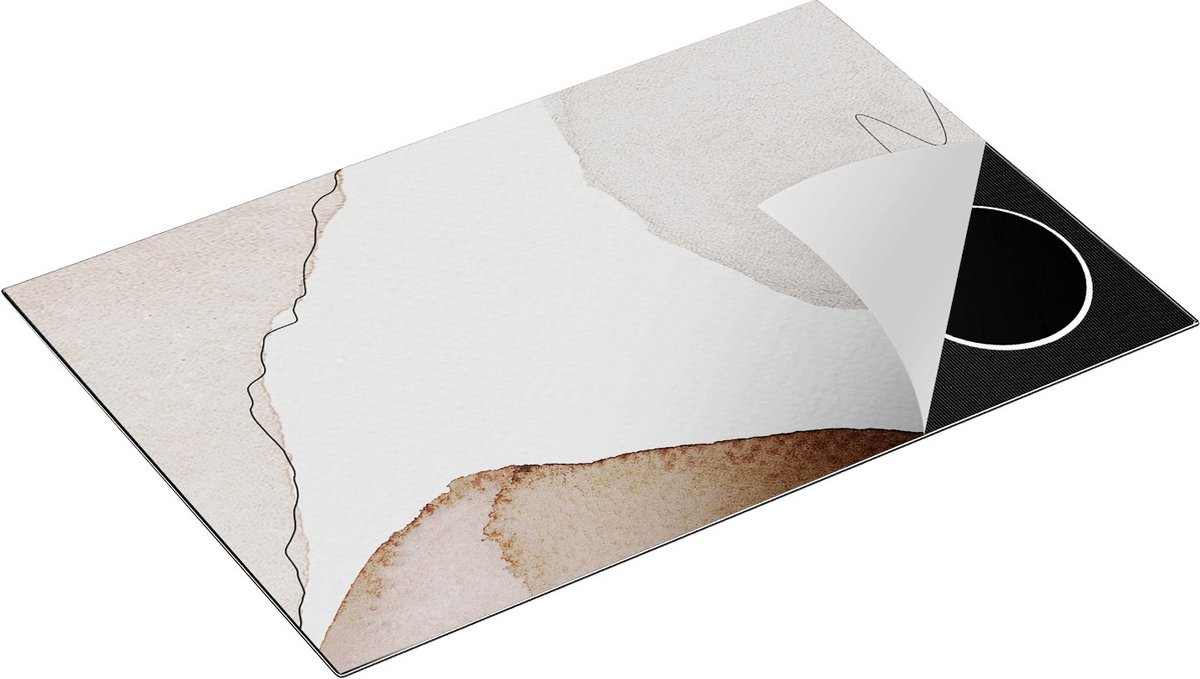Chefcare Inductie Beschermer Abstracte Kunst - Bruin Beige - 83x51,5 cm - Afdekplaat Inductie - Kookplaat Beschermer - Inductie Mat
