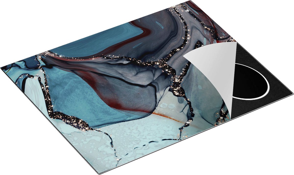 Chefcare Inductie Beschermer Abstracte Kunst - Waterkleur Marmer - 65x55 cm - Afdekplaat Inductie - Kookplaat Beschermer - Inductie Mat