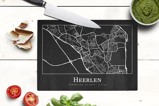 Planche à découper en Verres - 28x20 - Plan de la ville - Heerlen - Carte - Carte - Planches à découper en Glas