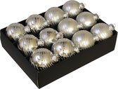 24x stuks luxe glazen gedecoreerde kerstballen zilver 7,5 cm - Luxe glazen kerstballen - kerstversiering