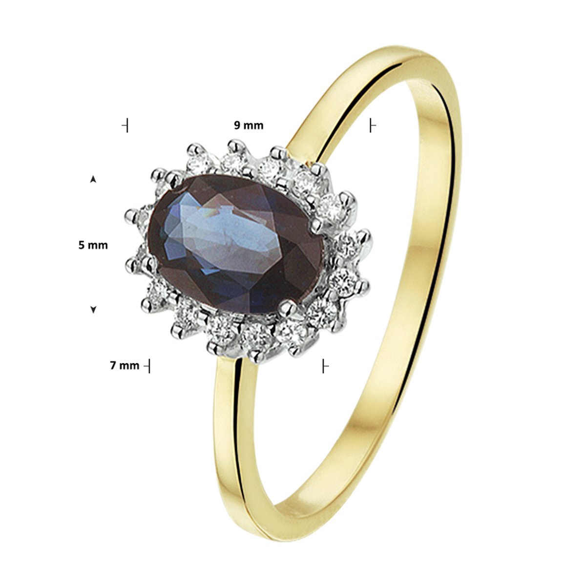 Ring Saffier En Diamant 0.11ct H Si Halo