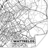 Poster Stadskaart - Plattegrond - Kaart - Wattrelos - Frankrijk - Zwart wit - 50x50 cm