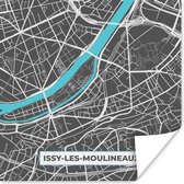 Poster Frankrijk – Plattegrond – Kaart – Issy-les-Moulineaux – Stadskaart - 50x50 cm