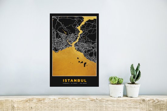 Poster Istanbul - Carte - Or - Plan de la ville - Carte - 20x30 cm