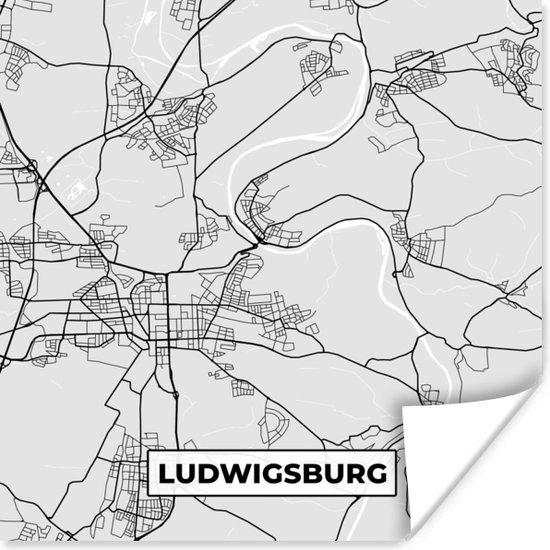 Poster Stadskaart - Ludwigsburg - Kaart - Duitsland - Plattegrond - 50x50 cm