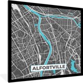 Fotolijst incl. Poster - Alfortville - Frankrijk - Kaart - Plattegrond - Stadskaart - 40x40 cm - Posterlijst