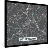 Fotolijst incl. Poster - Blauw – Duitsland – Plattegrond – Stadskaart – Kaart – Stuttgart - 40x40 cm - Posterlijst