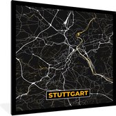 Fotolijst incl. Poster - Stuttgart - Goud - Plattegrond - Kaart - Stadskaart - Duitsland - 40x40 cm - Posterlijst