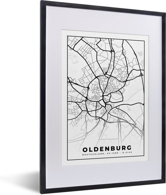 Fotolijst incl. Poster - Kaart - Plattegrond - Stadskaart - Oldenburg ...