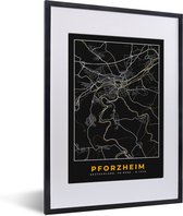 Fotolijst incl. Poster - Pforzheim - Goud - Plattegrond - Stadskaart - Duitsland - Kaart - 30x40 cm - Posterlijst