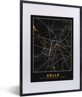 Fotolijst incl. Poster - Duitsland – Black and Gold – Celle – Stadskaart – Kaart – Plattegrond - 30x40 cm - Posterlijst