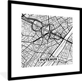 Fotolijst incl. Poster - Puteaux - Frankrijk - Plattegrond - Kaart - Stadskaart - 40x40 cm - Posterlijst
