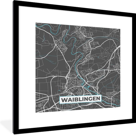 Fotolijst Incl Poster Blauw Duitsland Plattegrond Stadskaart Kaart Bol Com