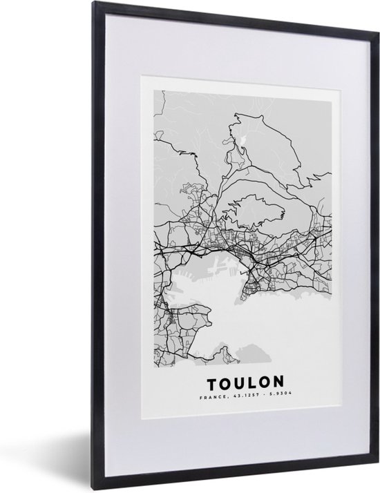 Cadre photo avec affiche - France - Carte - Carte - Toulon - Plan de la  ville - 40x60... | bol