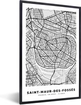 Fotolijst incl. Poster - Frankrijk - Plattegrond - Kaart - Saint-Maur-des-Fossés - Stadskaart - 60x90 cm - Posterlijst