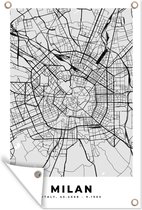 Tuinposters buiten Milaan - Stadskaart - Zwart Wit - Plattegrond - Kaart - 60x90 cm - Tuindoek