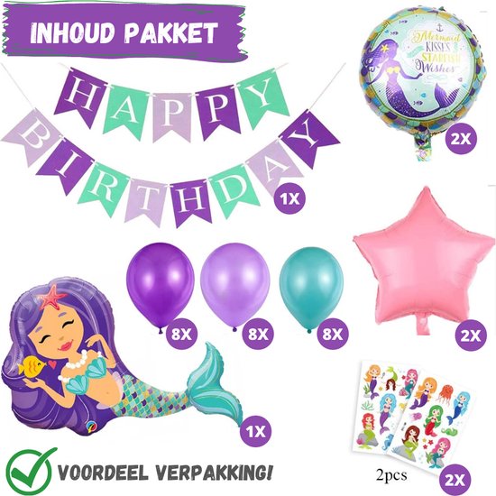 Folieballon Zeemeermin - Heliumgevuld in Cadeaudoos