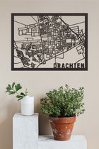 Houten Stadskaart Drachten Zwart Mdf 50x70cm Wanddecoratie Voor Aan De Muur City Shapes