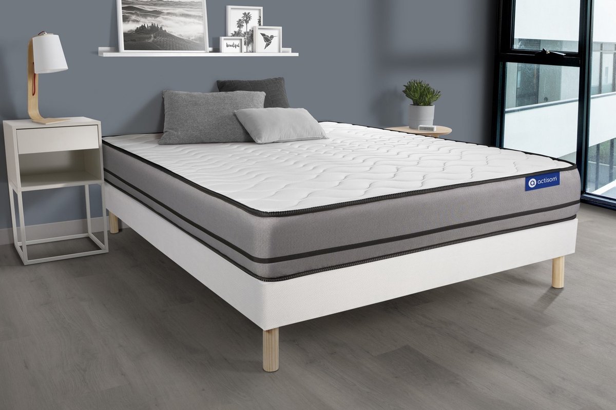 Complete boxspring met matras tweepersoons- Actisom Actiflex night wit - Pocketveren - 120 x 210 cm