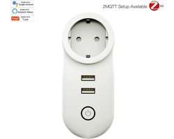 MOES ZigBee Smart Plug + USB | Werk met Tuya Smart en SmartLife | Slimme Stekker | USB en Stekker afzonderlijk te bedienen met app | 3680W | Stroommeter