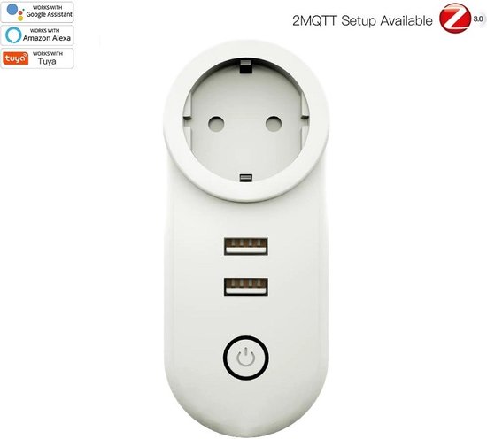 MOES ZigBee Smart Plug + USB | Werk met Tuya Smart en SmartLife! | Slimme Stekker | USB en Stekker afzonderlijk te bedienen