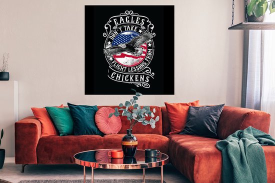 Poster Vogel - Drapeau - Amérique - Rétro - 100x100 cm XXL - Cadeau Vaderdag - Cadeau - Cadeau pour lui - Astuce - Homme