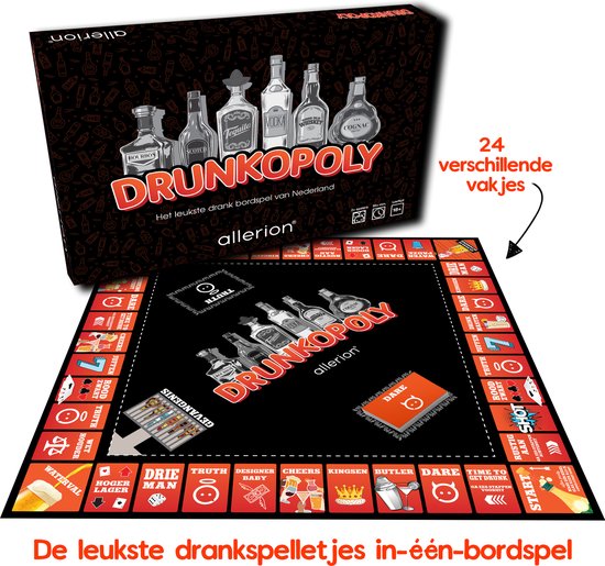 Thumbnail van een extra afbeelding van het spel Allerion Drunkopoly – Time to get Drunk – Drankspel Monopoly – Bordspel – 8 Personen – Inclusief Cocktail Speelkaarten