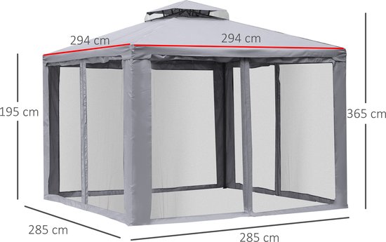 HENGMEI Paviljoen, partytent, tuinpaviljoen met zijpanelen