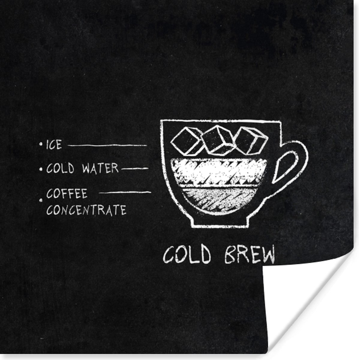 Poster Retro - Cold Brew - Koffie - Tekst - Quotes - 75x75 cm