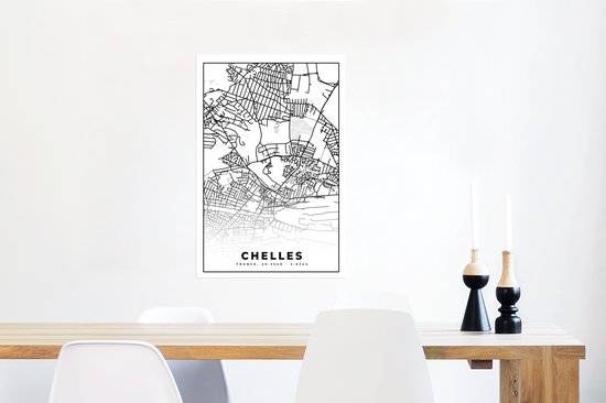 Affiche France - Chelles - Plan de ville - Plan - Plan - Zwart et blanc - 40x60 cm