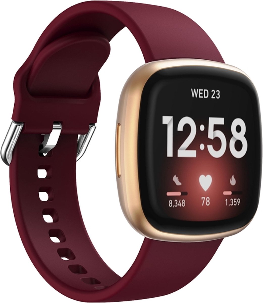 Siliconen bandje - geschikt voor Fitbit Versa 3 / Versa 4 / Sense / Sense 2 - bordeauxrood