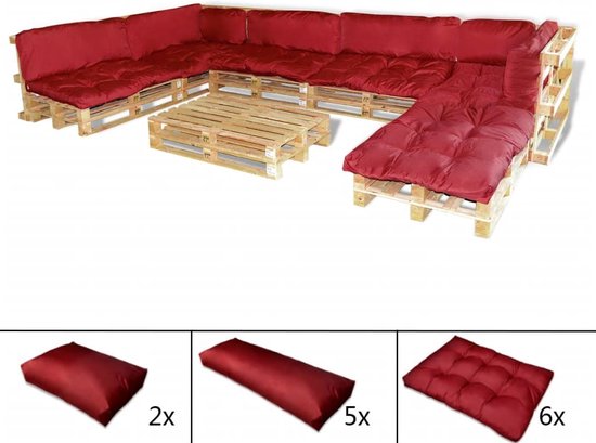 thumbnail: XDREAM Garden Set Van 3 Palletkussens - Zitkussen, Rugkussen En Armleuningen, Antraciet, 120 X 80 Cm + 120 X 40 Cm
