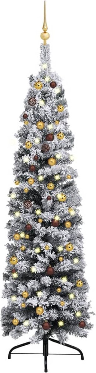 VidaLife Kunstkerstboom met LED's en kerstballen smal 210 cm groen
