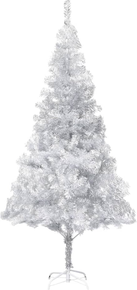VidaLife Kunstkerstboom met standaard 210 cm PET zilverkleurig