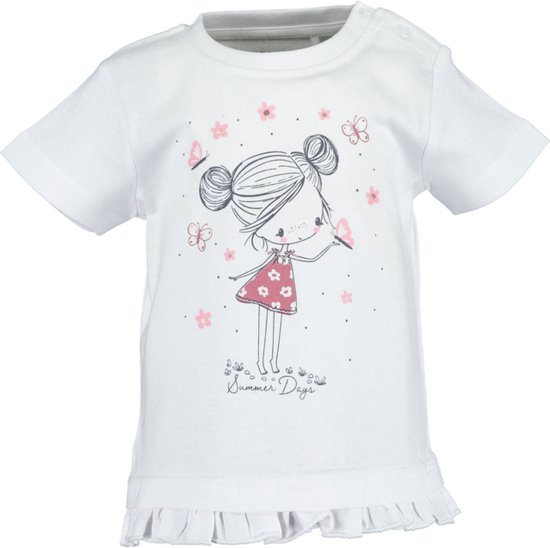 Blue Seven-Mini girls  shirt-White - maat 86