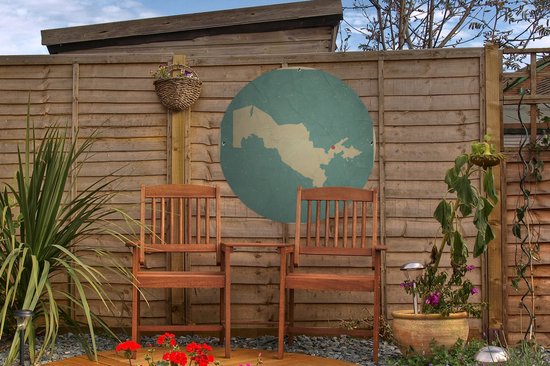 Garden Circle une carte de l'Ouzbékistan et de Tachkent - 60x60 cm - Affiche Ronde de Jardin - Extérieur