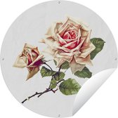Tuincirkel Vintage - Rozen - Bloemen - 60x60 cm - Ronde Tuinposter - Buiten