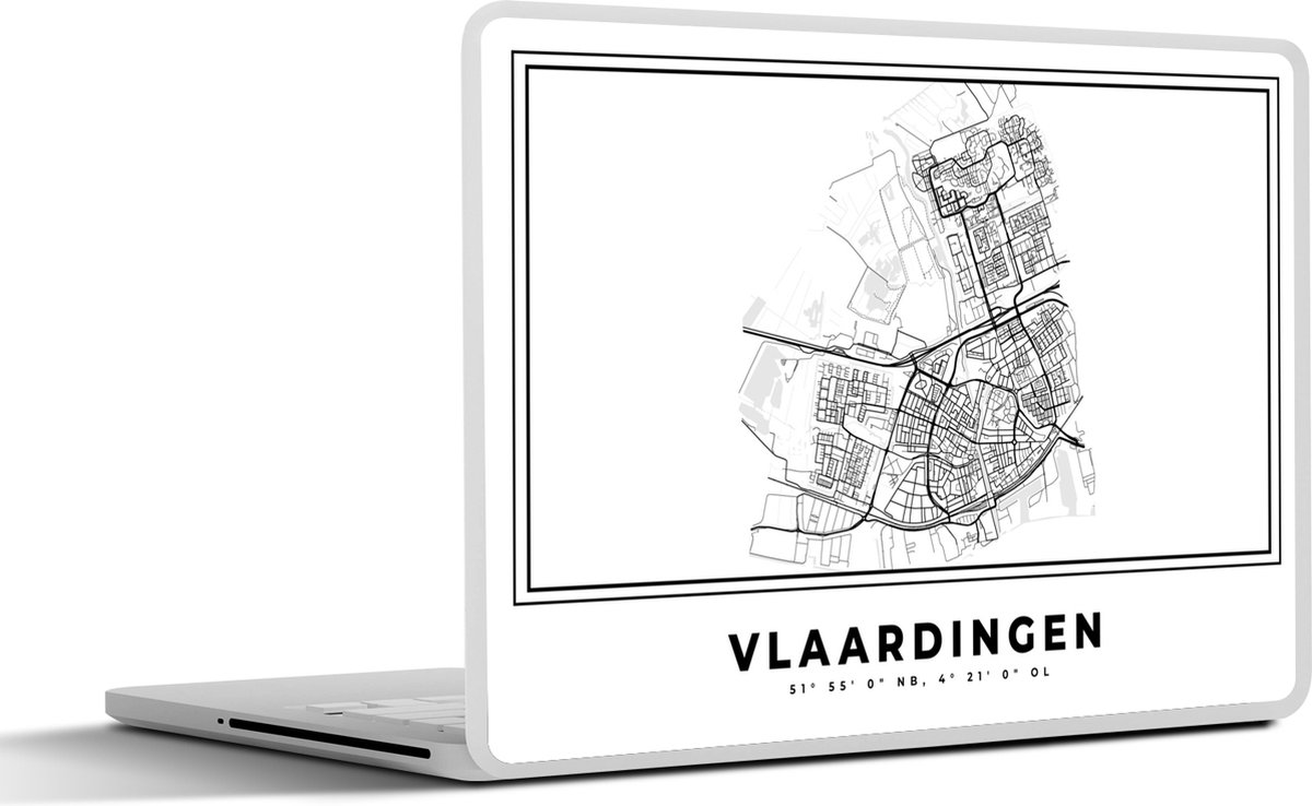 Laptop sticker 15.6 inch Stadskaart Zwart Wit Kaart