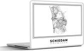 Laptop sticker - 14 inch - Nederland – Schiedam – Stadskaart – Kaart – Zwart Wit – Plattegrond - 32x5x23x5cm - Laptopstickers - Laptop skin - Cover