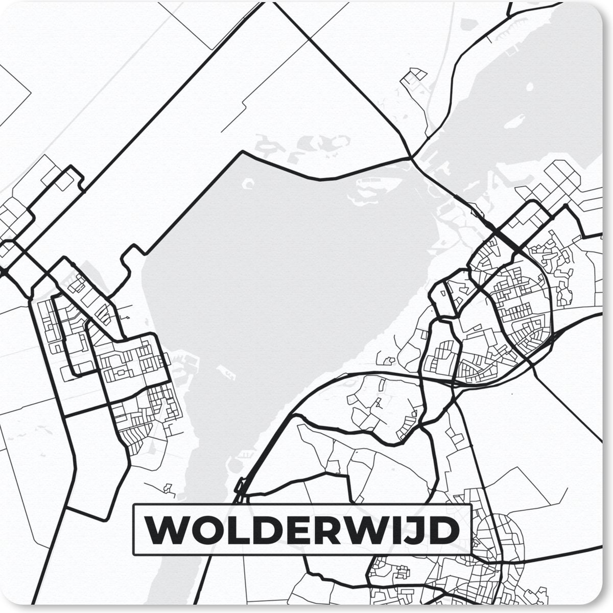 Muismat 20x20 cm - Mousepad Plattegrond - Kaart - Stadskaart - Wolderwijd - Muismatten - Stadskaart