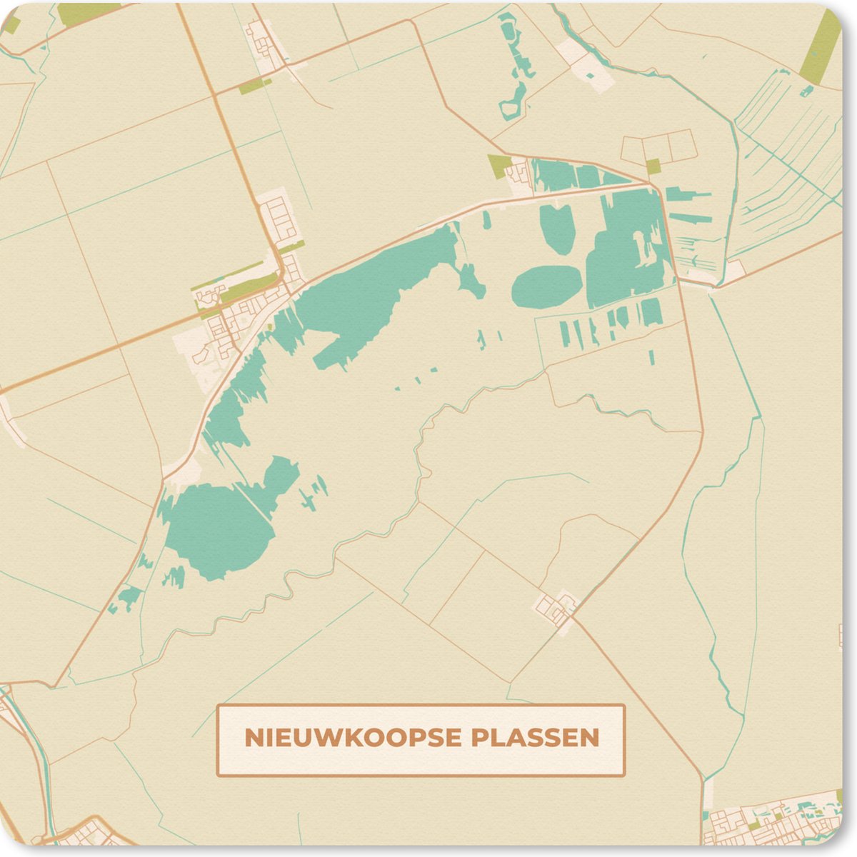 Muismat 30x30 cm - Mousepad Vintage - Plattegrond - Kaart - Nieuwkoopse Plassen - Stadskaart - Muismatten - Stadskaart