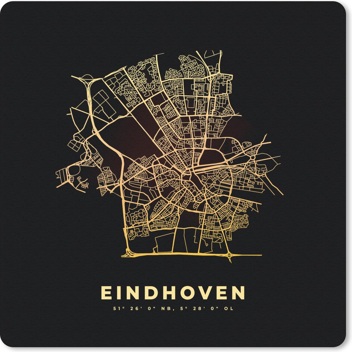 Muismat 30x30 cm - Mousepad Eindhoven - Plattegrond - Kaart - Stadskaart - Muismatten - Stadskaart
