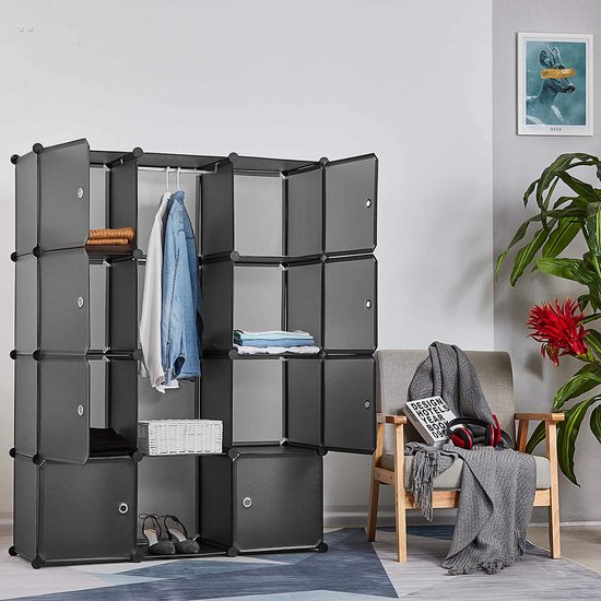 FANJIANI Draagbare cloth-kast, grote capaciteit, kledingkast, extra stron en duurzame kast-organizer, 168 x 172 x 46 cm