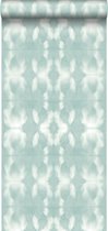 ESTAhome behang tie-dye shibori motief vergrijsd mintgroen - 148682 - 53 cm x 10,05 m