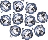 20x pièces cloches en métal argenté avec oeil 19 mm bouffon/clow - cloches de chapeau de Noël - cloches de chat