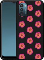 Nokia G11/G21 Hoesje Zwart Hawaiiaanse Bloemen II - Designed by Cazy