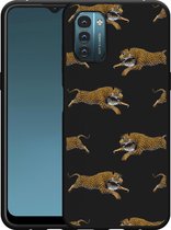 Nokia G11/G21 Hoesje Zwart Leopard - Designed by Cazy