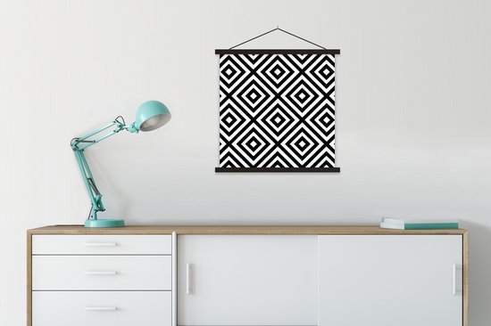 Porte-affiche avec affiche - Affiche scolaire - Formes - Zwart et blanc - Motif - 60x60 cm - Lattes noires